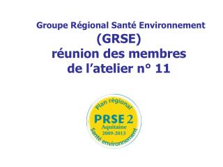 Groupe Régional Santé Environnement (GRSE) réunion des membres de l’atelier n° 11