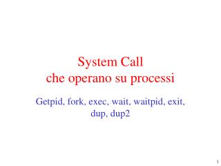 S ystem C all che operano su processi