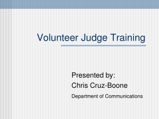 Volunteer Judge Training