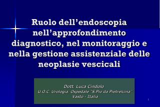 Dott . Luca Cindolo U.O.C. Urologia , Ospedale “ S.Pio da Pietrelcina ” Vasto - Italia