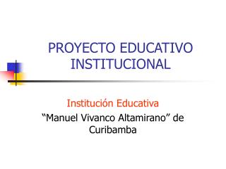 PROYECTO EDUCATIVO INSTITUCIONAL