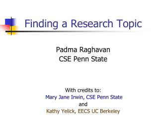 Finding a Research Topic