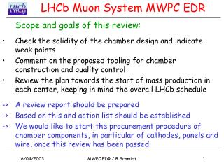 LHCb Muon System MWPC EDR