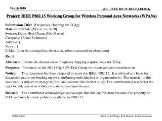 Project: IEEE P802.15 Working Group for Wireless Personal Area Networks (WPANs)