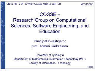 COSSE – Research Group on Computational Sciences, Software Engineering, and Education