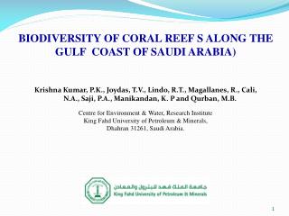 BIODIVERSITY OF CORAL REEF S ALONG THE GULF COAST OF SAUDI ARABIA)