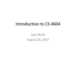 Introduction to CS 4604