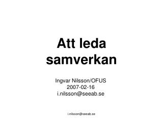 Att leda samverkan