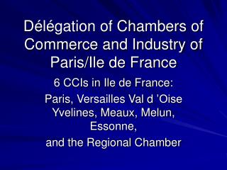 Délégation of Chambers of Commerce and Industry of Paris/Ile de France