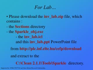 For Lab…