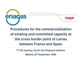 7 th SG meeting, South Gas Regional Initiative Madrid, 23 rd September 2008