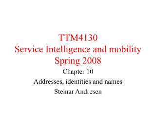 TTM4130 Service Intelligence and mobility Spring 2008