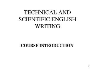 TECHNICAL AND SCIENTIFIC ENGLISH WRITING