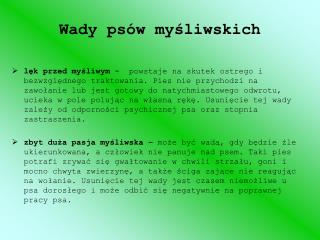 Wady psów myśliwskich