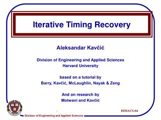 Iterative Timing Recovery