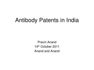 Antibody Patents in India