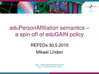 eduPersonAffiliation semantics – a spin-off of eduGAIN policy