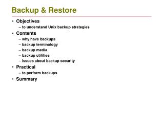 Backup &amp; Restore