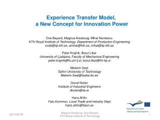 Experience Transfer Model, a New Concept for Innovation Power