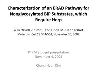 PTRM Student presentation November 4, 2008 Chang-Hyun Kim