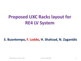 Proposed UXC Racks layout for RE4 LV System