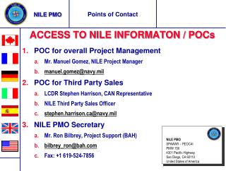 ACCESS TO NILE INFORMATON / POCs