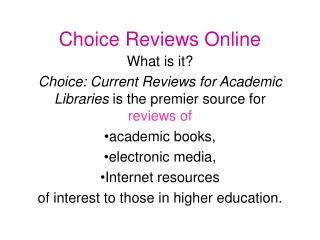 Choice Reviews Online