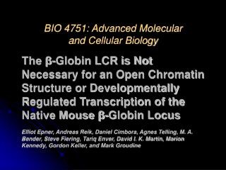 BIO 4751: Advanced Molecular and Cellular Biology