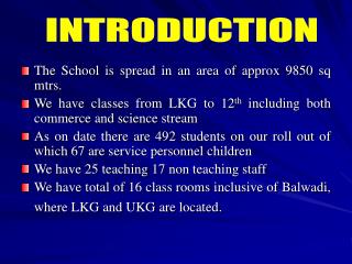 The School is spread in an area of approx 9850 sq mtrs.