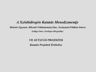 VII. KUTATÁSI PROJEKTEK Kutatási Projektek Értékelése