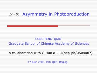 Asymmetry in Photoproduction