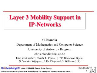 Layer 3 Mobility Support in IP-Networks