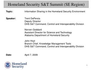 Homeland Security S&amp;T Summit (SE Region)