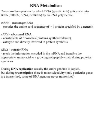 RNA Metabolism