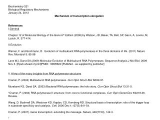 Biochemistry 201 Biological Regulatory Mechanisms January 24, 2013