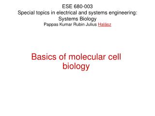 Basics of molecular cell biology