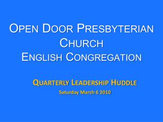 Open Door Presbyterian Church English Congregation