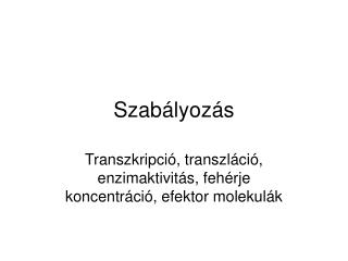 Szabályozás