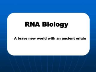 RNA Biology A brave new world with an ancient origin