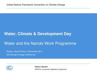 Water, Climate &amp; Development Day Water and the Nairobi Work Programme