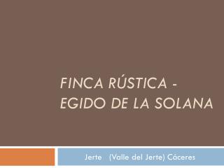 FINCA RÚSTICA -  EGIDO DE LA SOLANA