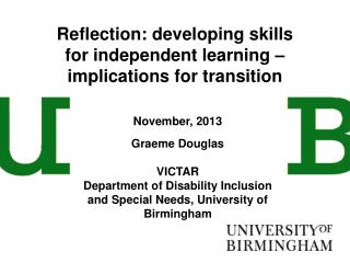 Reflection: developing skills for independent learning – implications for transition