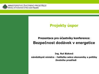Projekty úspor Prezentace pro účastníky konference: Bezpečnost dodávek v energetice