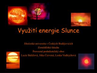 Využití energie Slunce