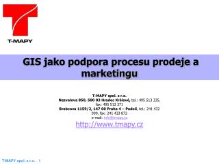 GIS jako podpora procesu prodeje a marketingu