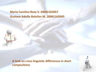 Maria Carolina Rozo V. 20042165057 Gustavo Adolfo Bolaños M. 20041165045