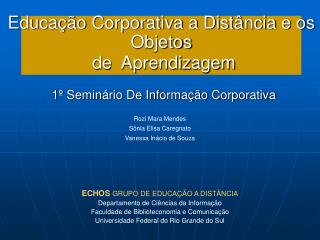 Educação Corporativa a Distância e os Objetos de Aprendizagem