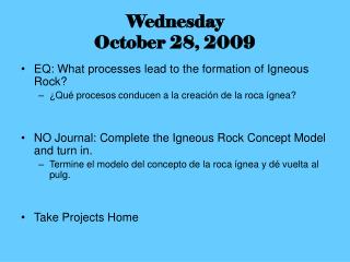 Wednesday October 28, 2009