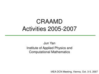 CRAAMD Activities 2005-2007