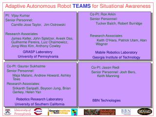 Adaptive Autonomous Robot TEAMS for Situational Awareness